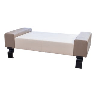 Holly Hunt Leather Bench With Cast Iron Legs For Sale