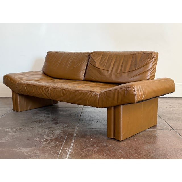 Animal Skin Vintage 1980's Italian Leather Postmodern Sofa For Sale - Image 7 of 9