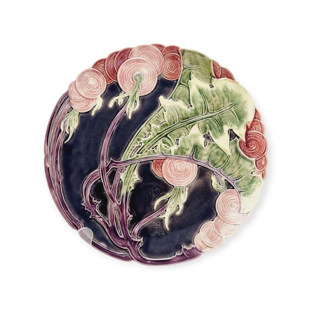 Art Nouveau Majolica Wall Plate by Schütz Blansko, 1890s For Sale - Image 11 of 11