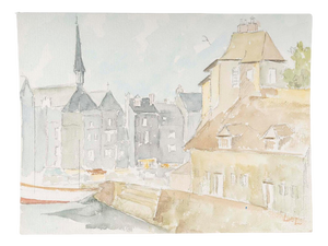 A City and Its Canal, 1980, Watercolour on Paper
