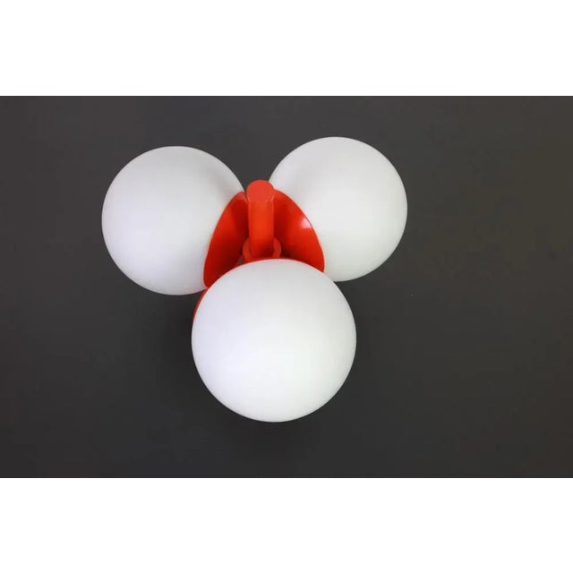 Mid-Century Modern Mid-Century Modern German Flush Mount in Orange from Kaiser, 1960s For Sale - Image 3 of 5