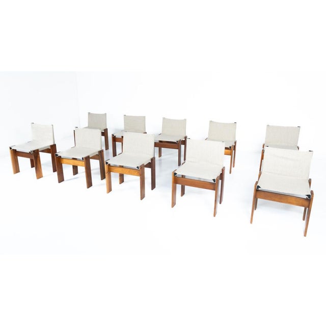 Mid-Century Monk Dining Chairs by Afra & Tobia Scarpa for Molteni, 1970s - New Canvas Sold individually This piece is...