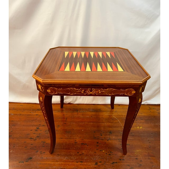 1960s 1960s Italian Inlaid Wood Multi Game Table With Roulette, Checkers/Chess, Backgammon For Sale - Image 5 of 13