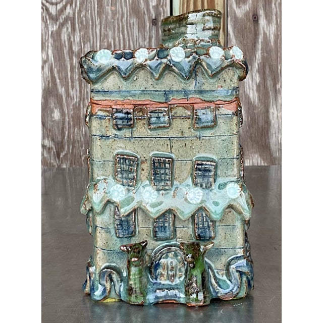 Taupe Vintage Boho Studio Pottery Lidded Jar For Sale - Image 8 of 12