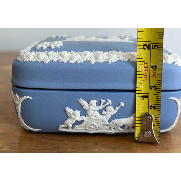 Baby Blue Mid to Late 20th Century Vintage Wedgwood Blue Jasperware Square Trinket Box For Sale - Image 8 of 9