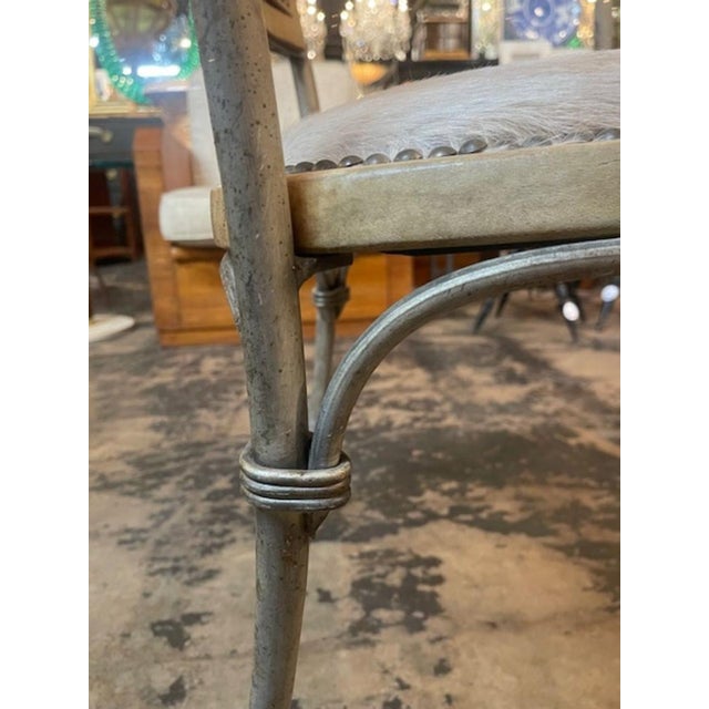 Late 20th Century Vintage Hollywood Regency Iron Chair With Cowhide For Sale - Image 5 of 10