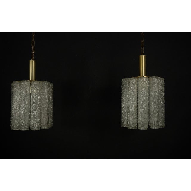 Murano Glass and Brass Chandeliers in the style of Toni Zuccheri. Italy, 1970s , Set of 2 For Sale - Image 6 of 16