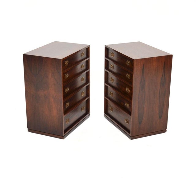 Mid-Century Modern Vintage Danish Bedside Chests by Henning Korch for Silkeborg, 1960s, Set of 2 For Sale - Image 3 of 11