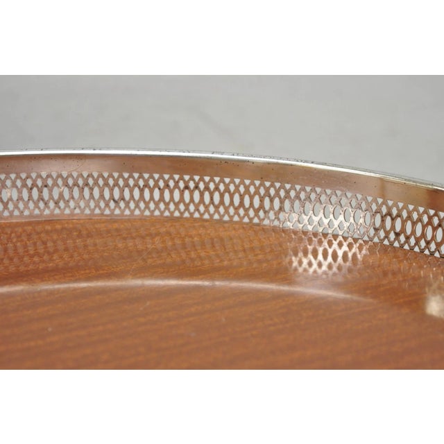 Metal Vintage Eales 1779 Silver Plated Georgian Oval Formica Footed Bar Platter Tray For Sale - Image 7 of 15