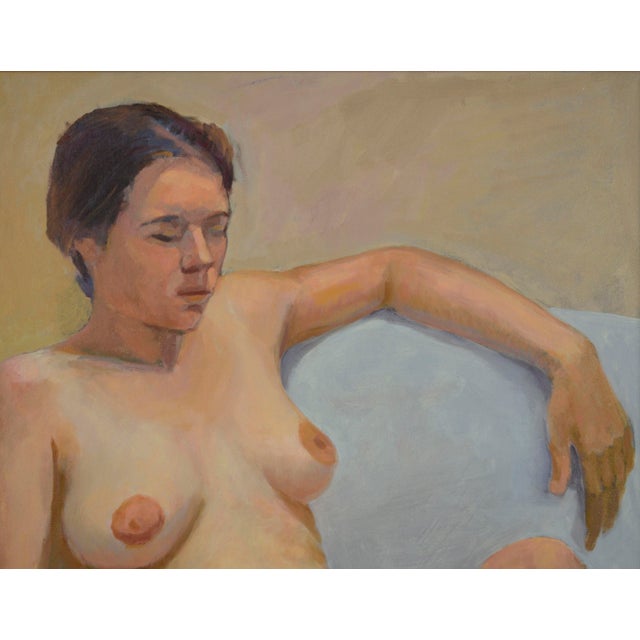 Seated Female Nude Figure in Oil on Canvas by George Wishon For Sale - Image 4 of 9