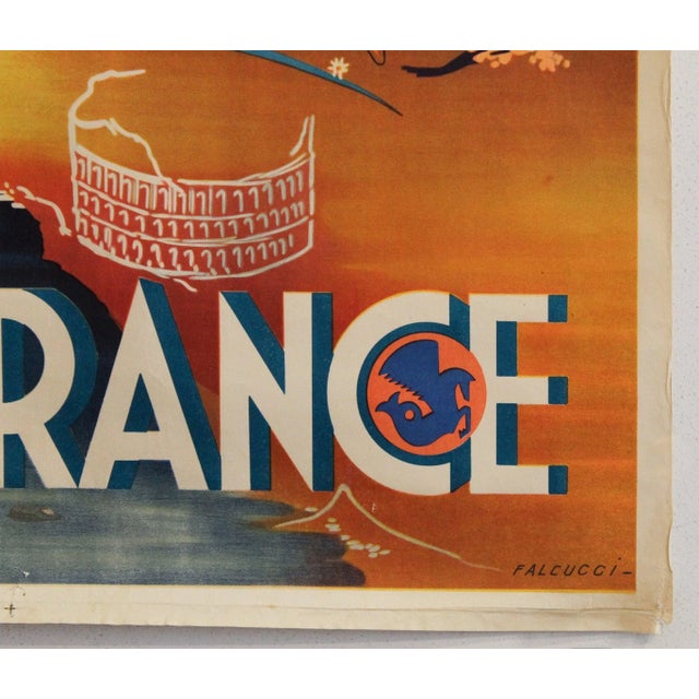1940s 1949 French Aviation Poster - Air France Europe - Falcucci For Sale - Image 5 of 5