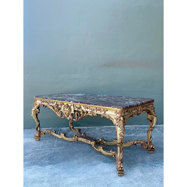 Vintage 19th Century Rococo Parcel Gilt Wood Console Table For Sale - Image 12 of 12
