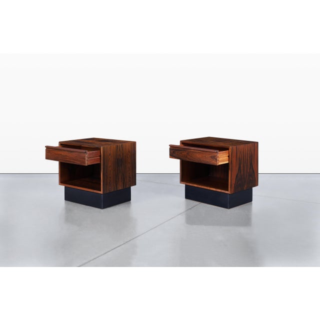 Scandinavian Modern Brazilian Rosewood Nightstands by Westnofa For Sale In Los Angeles - Image 6 of 15