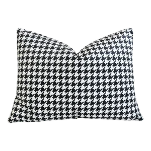 Contemporary Black & White Houndstooth Feather/Down Pillow 24" X 18"