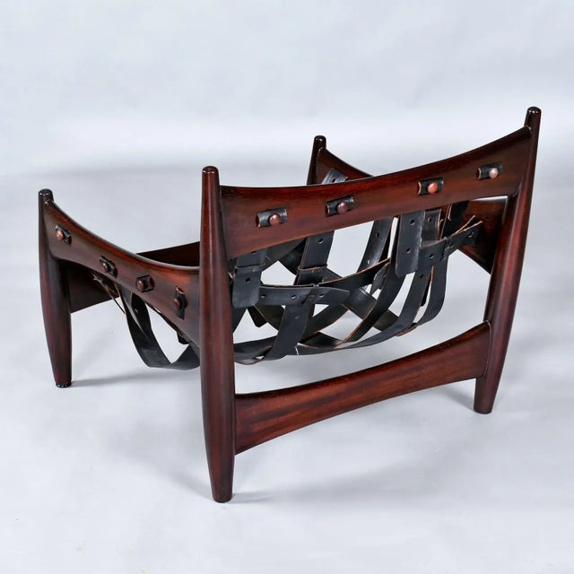 Brazilian Rosewood & Leather Sling Chair and Ottoman by Sergio Rodrigues for Isa For Sale - Image 10 of 18
