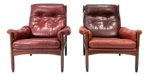Pair of 1970’s Swedish Leather Lounge Chairs
