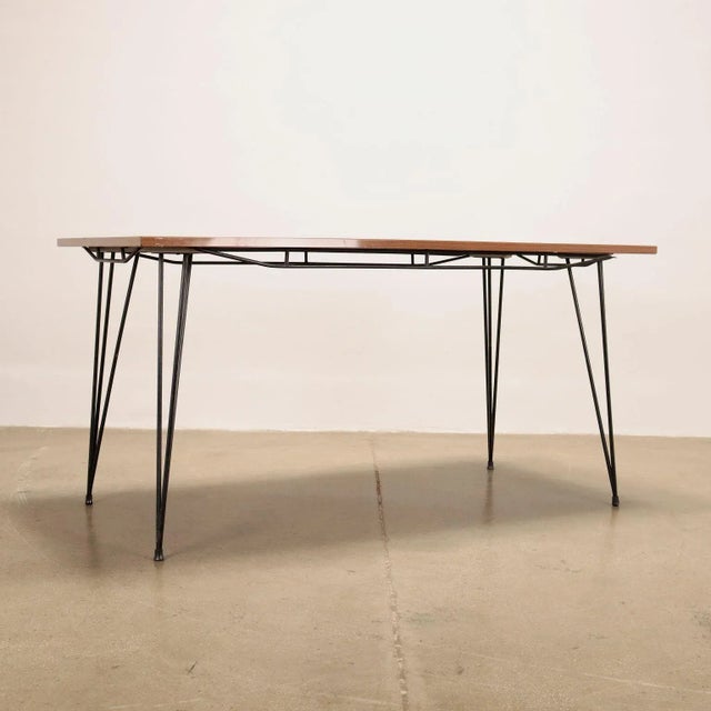 Metal Vintage Table in Laminate Metal & Wood, Italy, 1960s For Sale - Image 7 of 8