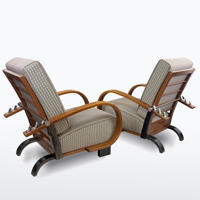 Vintage Art Deco Reclining Lounge Chairs, 1930s, Set of 2 For Sale - Image 4 of 15