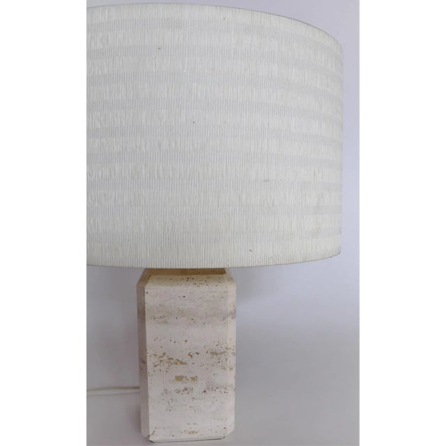Metal Italian Table Lamp in Travertine Marble, 1970s For Sale - Image 7 of 14
