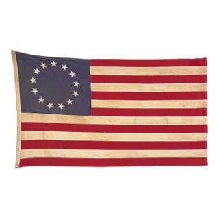Vintage Cotton Betsy Ross American Flag With Sewn Stars For Sale