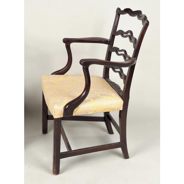 American Antique Early 19th Century English George III Carved Mahogany Ribbon Back Arm Chair, Circa 1800 For Sale - Image 3 of 15