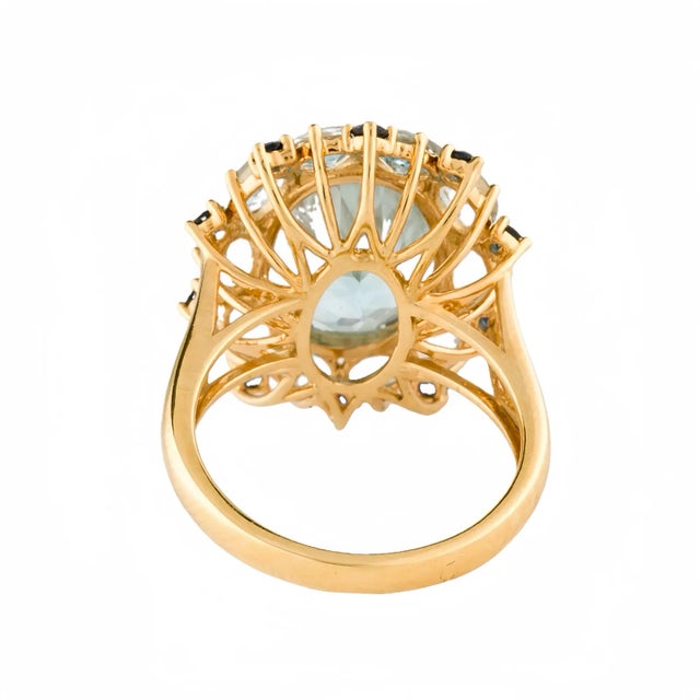 Metal Kai 7.20ct Blue Topaz Aquamarine Sapphire Cocktail Ring in 14k Gold Ring, size 7 For Sale - Image 7 of 11
