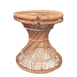 Vintage Rattan Side Table or Plant Stand For Sale