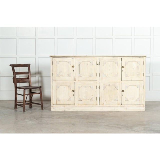 Large English Bleached Pine Locker Cabinet, 1890 For Sale - Image 4 of 16