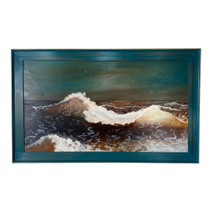 1977 Mary Lou “Ocean Breakers” California Coastal Seascape Oil on Canvas Painting, Framed