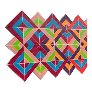Artist Joseph Kremer Abstract Geometric Hard - Edge Acrylic on Canvas on Wood Frame Signed and Dated For Sale
