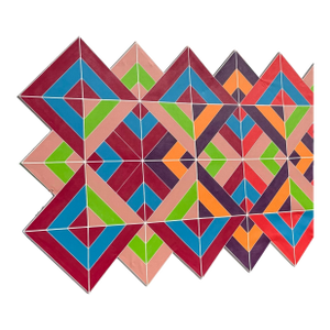 Artist Joseph Kremer Abstract Geometric Hard - Edge Acrylic on Canvas on Wood Frame Signed and Dated