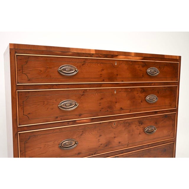 Brown Vintage Regency Style Inlaid Yew Wood Chest of Drawers, 1960 For Sale - Image 8 of 11