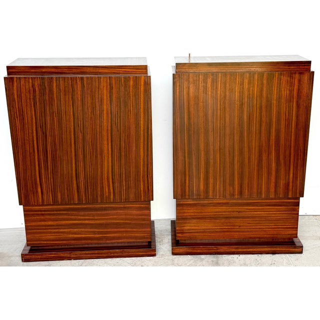 Art Deco Art Deco Zebrawood Pedestals, Late 20th Century, Sculptural Pair For Sale - Image 3 of 16