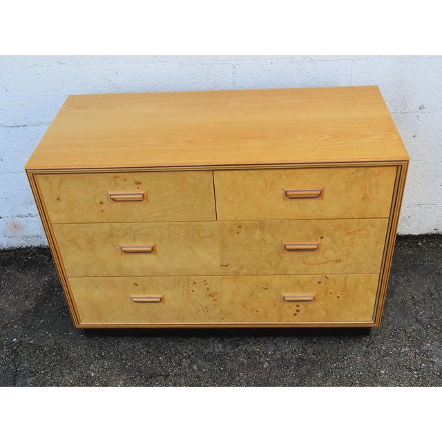 Henredon Scene Two Mid Century Modern Burlwood Inlay Dresser 6345 For Sale - Image 17 of 18