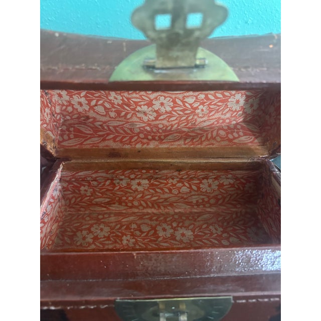 Antique Chinese Leather-Covered Wooden Document Box With Brass Hardware, Circa 1900 For Sale - Image 4 of 10