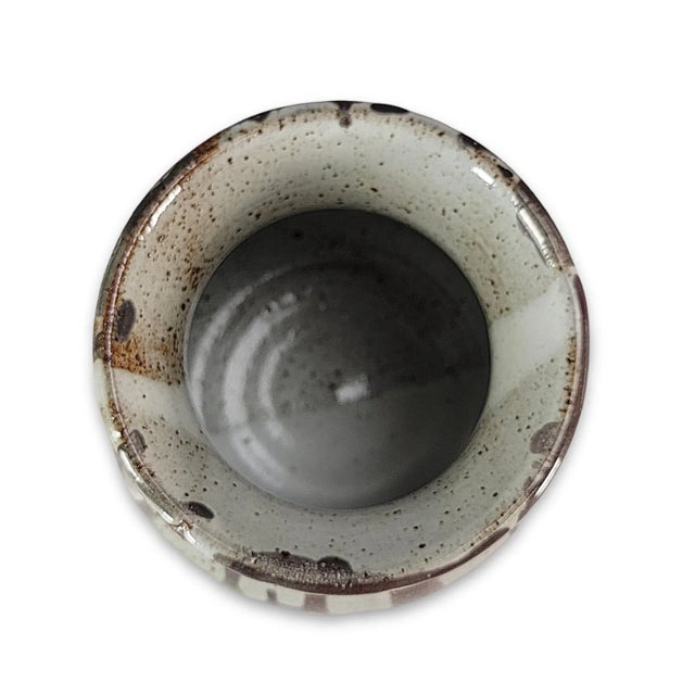 American Wheel Thrown Studio Art Pottery Raku Vase 5 In For Sale - Image 9 of 11