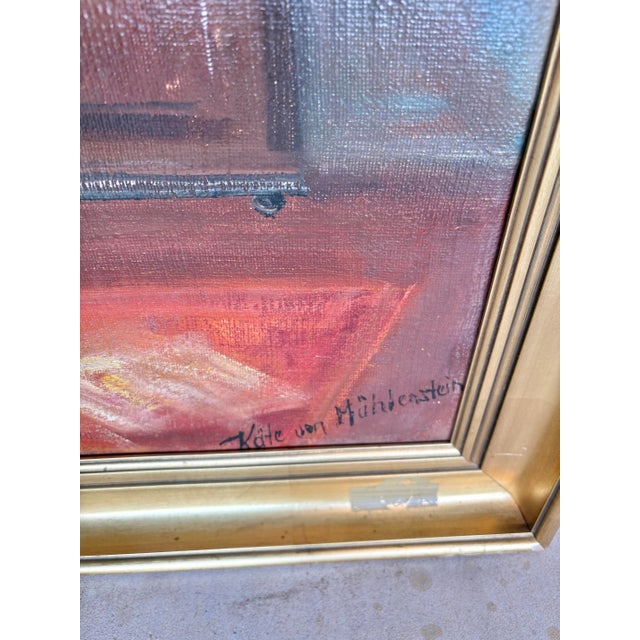 Textile Early 20th Century Interior Painting Oil on Canvas For Sale - Image 7 of 12