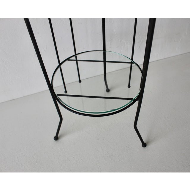 Vintage Black Painted Metal Glass Three Tier Narrow Etagere Mid Century For Sale - Image 16 of 18