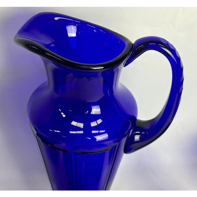 Blue Mid-Century Crystal Cobalt Glass Liqueur Set, Czech Republic, Set of 7 For Sale - Image 8 of 11