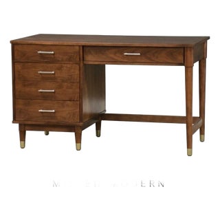 1960s Refinished Walnut Mid Century Desk by Drexel Biscayne For Sale