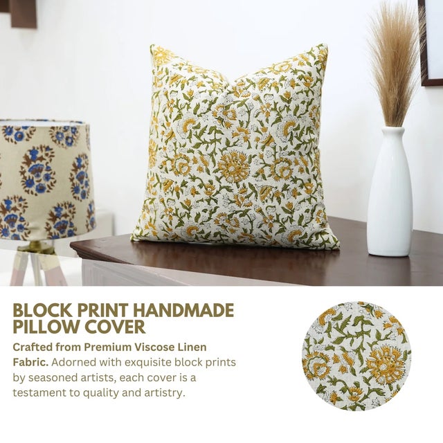 The Pushplata cushion cover showcases a blooming hand block print that draws from nature’s quiet elegance. Crafted from a...