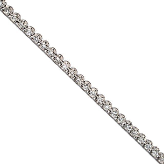 Early 21st Century Ladies 14k White Gold 4-Prong 3.20ct Diamond Petite Tennis Bracelet For Sale - Image 5 of 8