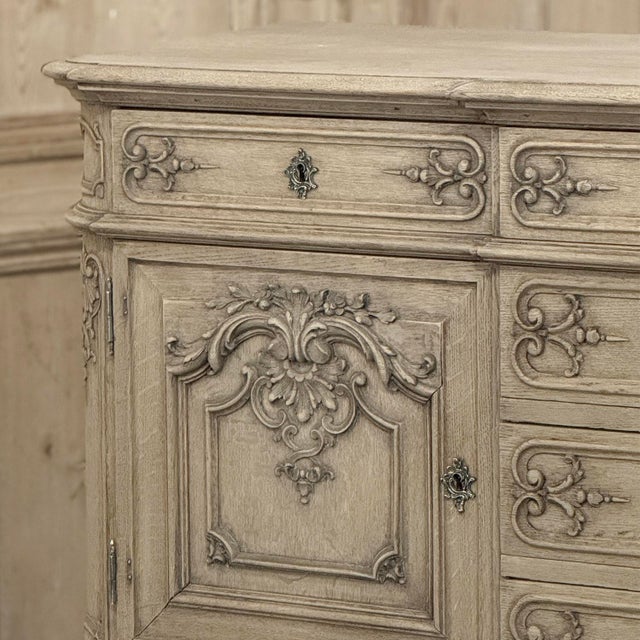 Wood Antique Liege Regence Style Country French Buffet ~ Credenza in Stripped Oak For Sale - Image 7 of 18