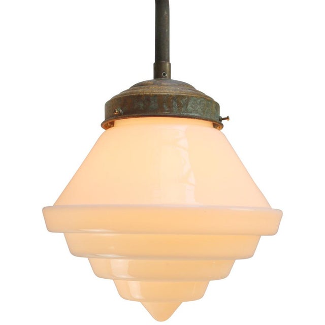 Industrial French Cast Iron and Opaline Glass Wall Light For Sale - Image 3 of 8