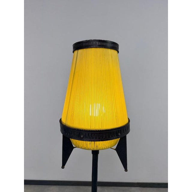 Brutalist Scoubidou Floor Lamp in Iron and Yellow Plastic, 1970s For Sale - Image 10 of 11