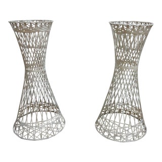 Russell Woodard Spun Fiberglass Outdoor Patio Hour Glass Planters Ice Buckets - a Pair For Sale