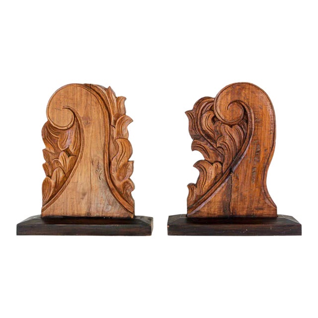 Architectural European Mounted Carved Wood Fragment - a Pair For Sale