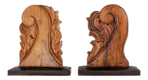 Architectural European Mounted Carved Wood Fragment - a Pair