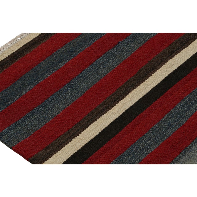 2010s Rug & Kilim’s Afghan Tribal Kilim Rug in Red With Geometric Striped Patterns For Sale - Image 5 of 7