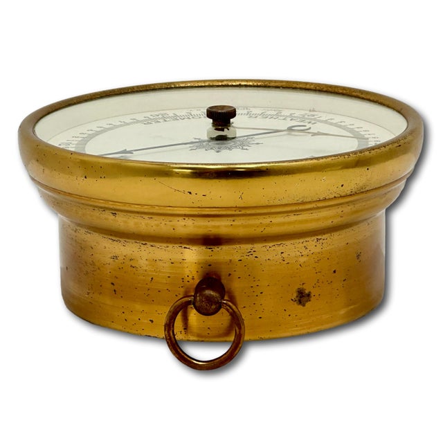 Good Quality Antique Brass Ships Weather Barometer by Taylor Rochester New York - Circa Early 20th Century For Sale - Image 9 of 17